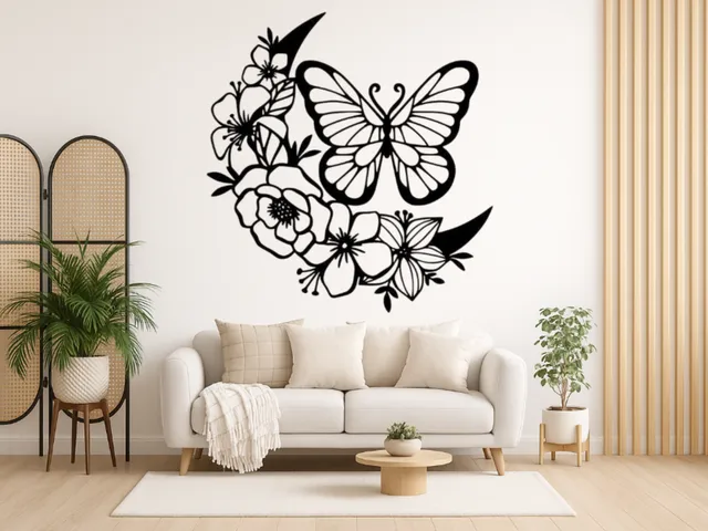 WallArt - Butterfly Flower 004