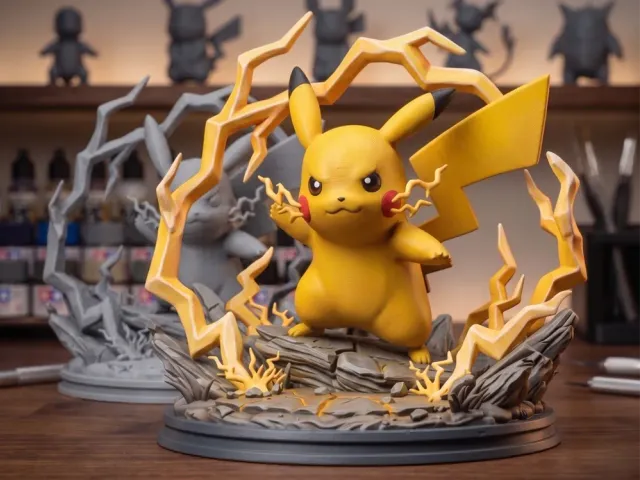 Pikachu Thunder Hero Diorama – Pokémon Display