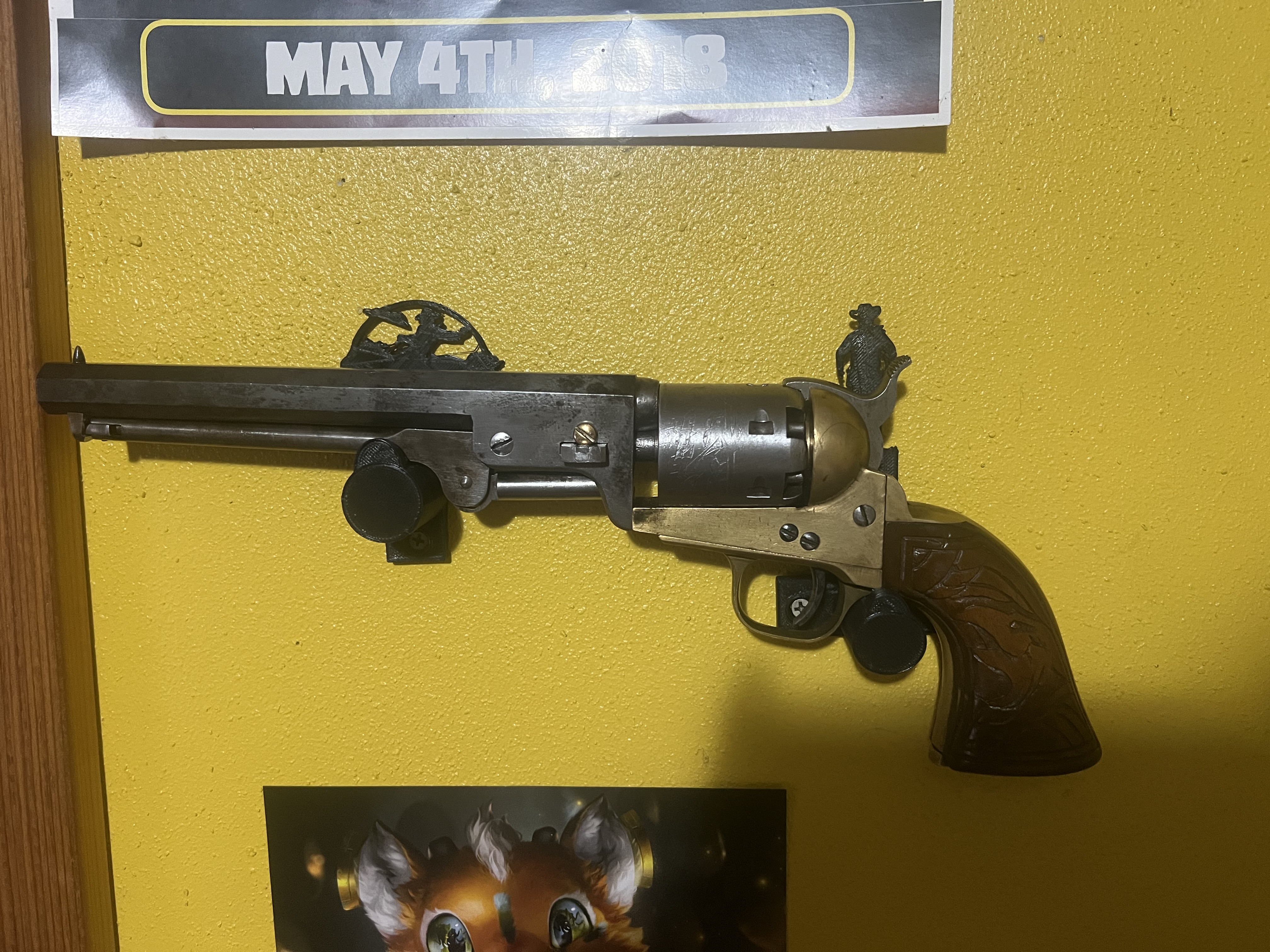 Cowboy Themed Wall Mounted Hanger - Colt 1851 Navy Revolver