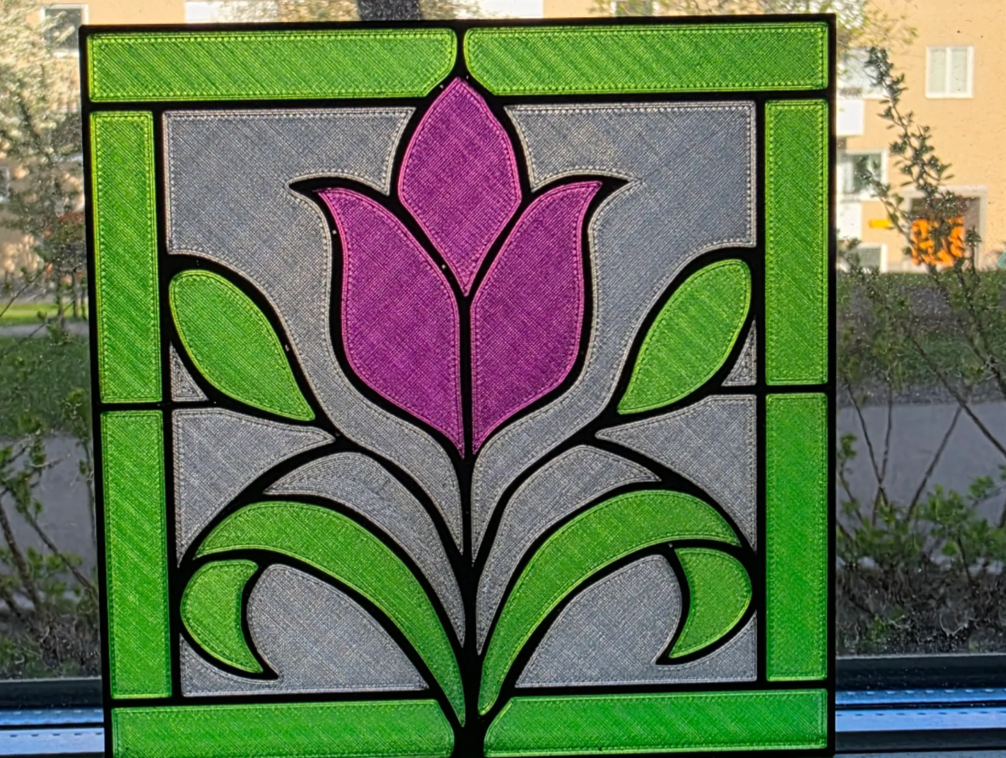Stained glass tulip wall art