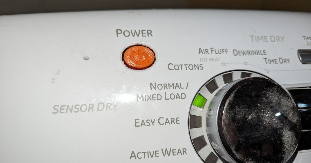 GE Dryer Power Button by clmbngbkng Download free STL model