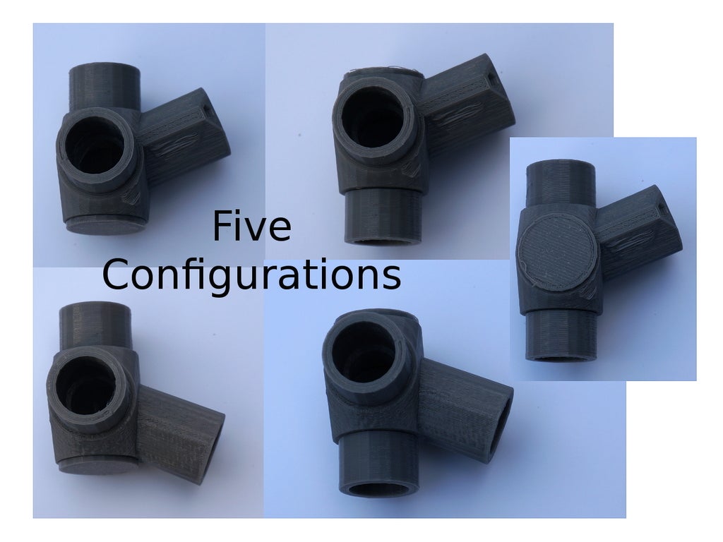 Reconfigurable 22.5 & 45 Degree 3-Way Elbows, 1/2 Inch PVC Pipe Fitting Series #HalfInchPVCFittings UPDATE 2015-07-03