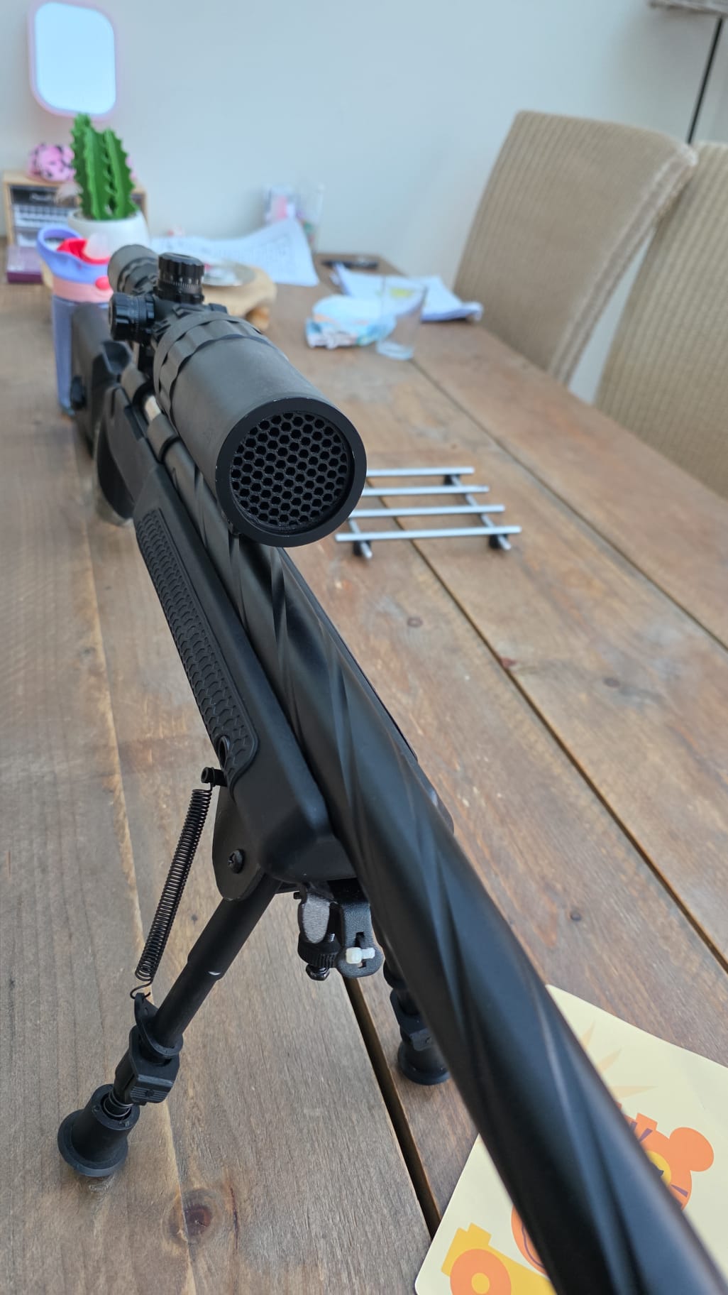 Mesh protector for Novritch airsoft scope.