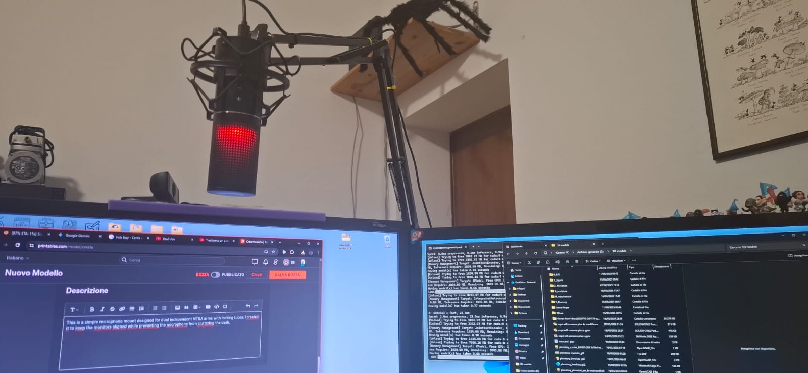 topper support for microphone on dual vesa independet