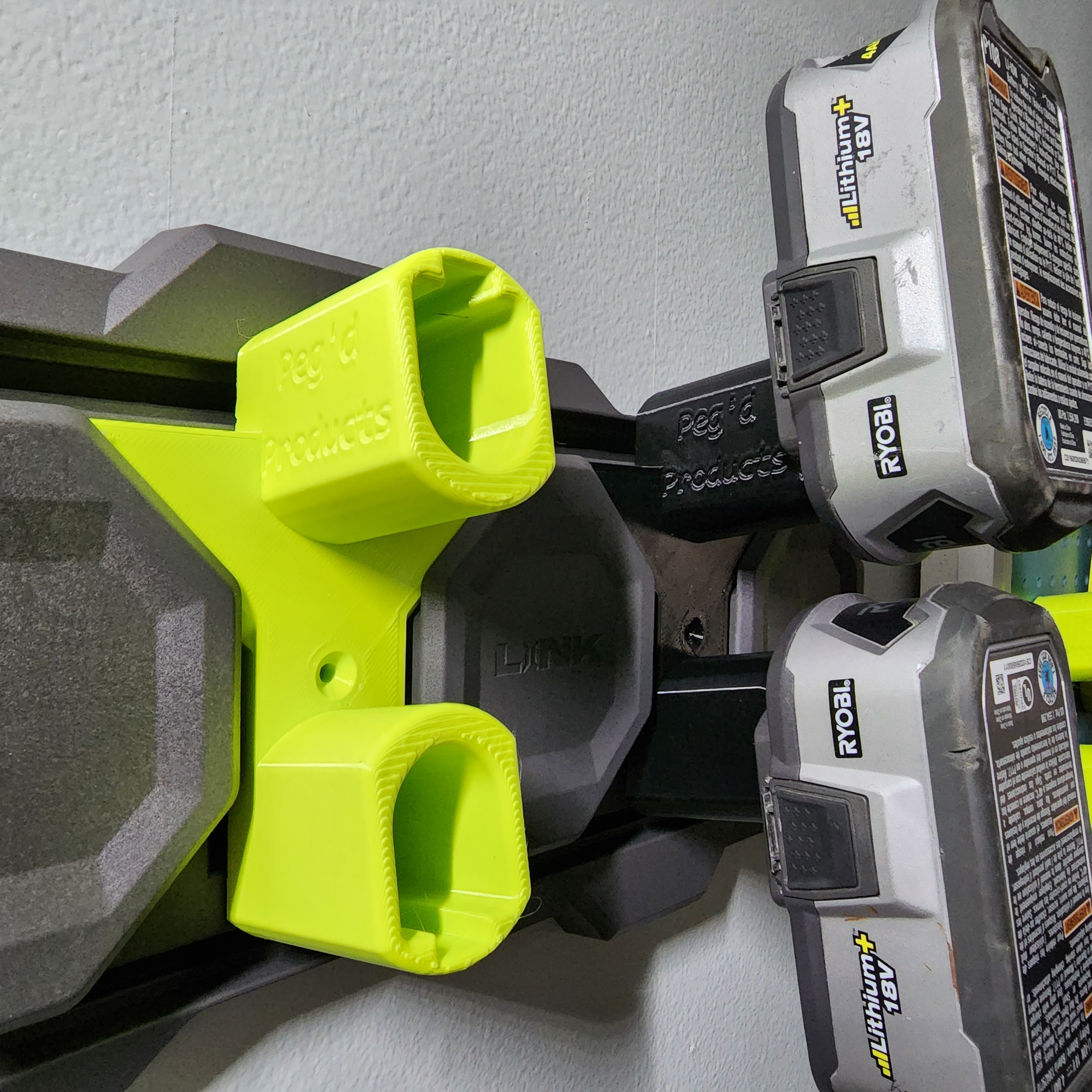 Ryobi 18V Double Battery Holder for Ryobi Link Wall Panels by Peg'd
