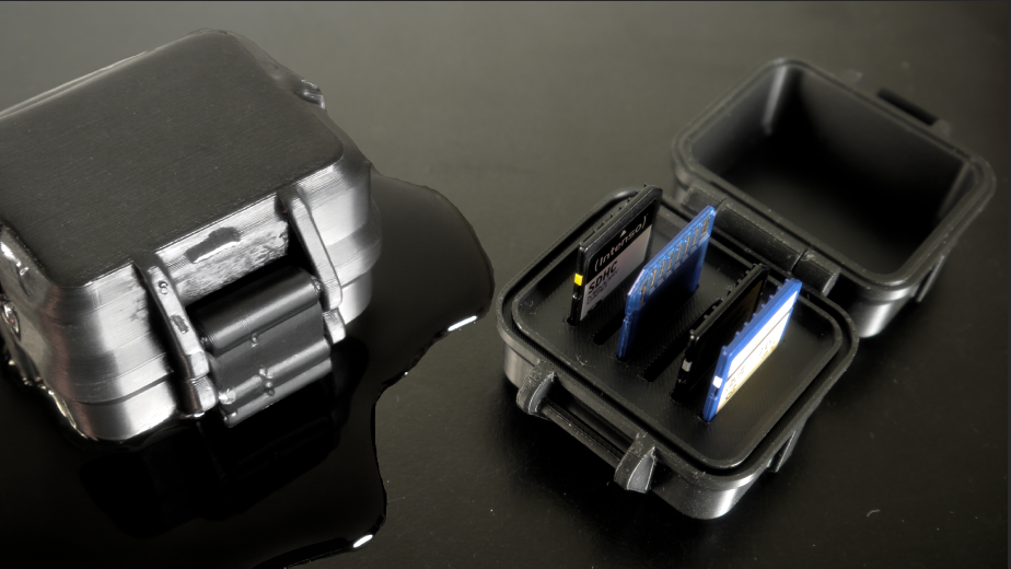Splashproof Rugged Snap-Fit SD Card Storage Box | No Parts Needed | Supportless