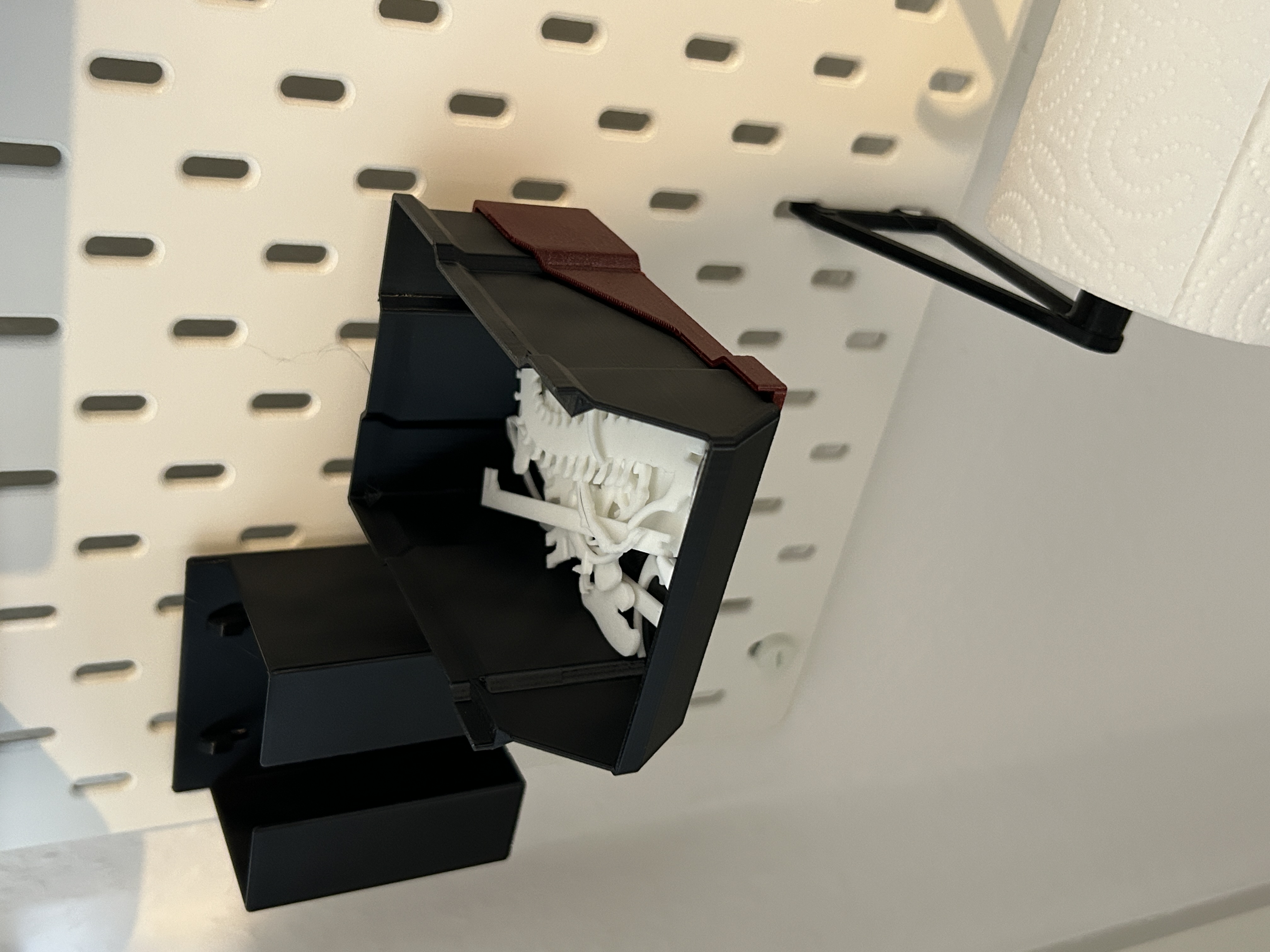 Stackable Box Shelf - Remix with holes for universal hook 3D model thumbnail