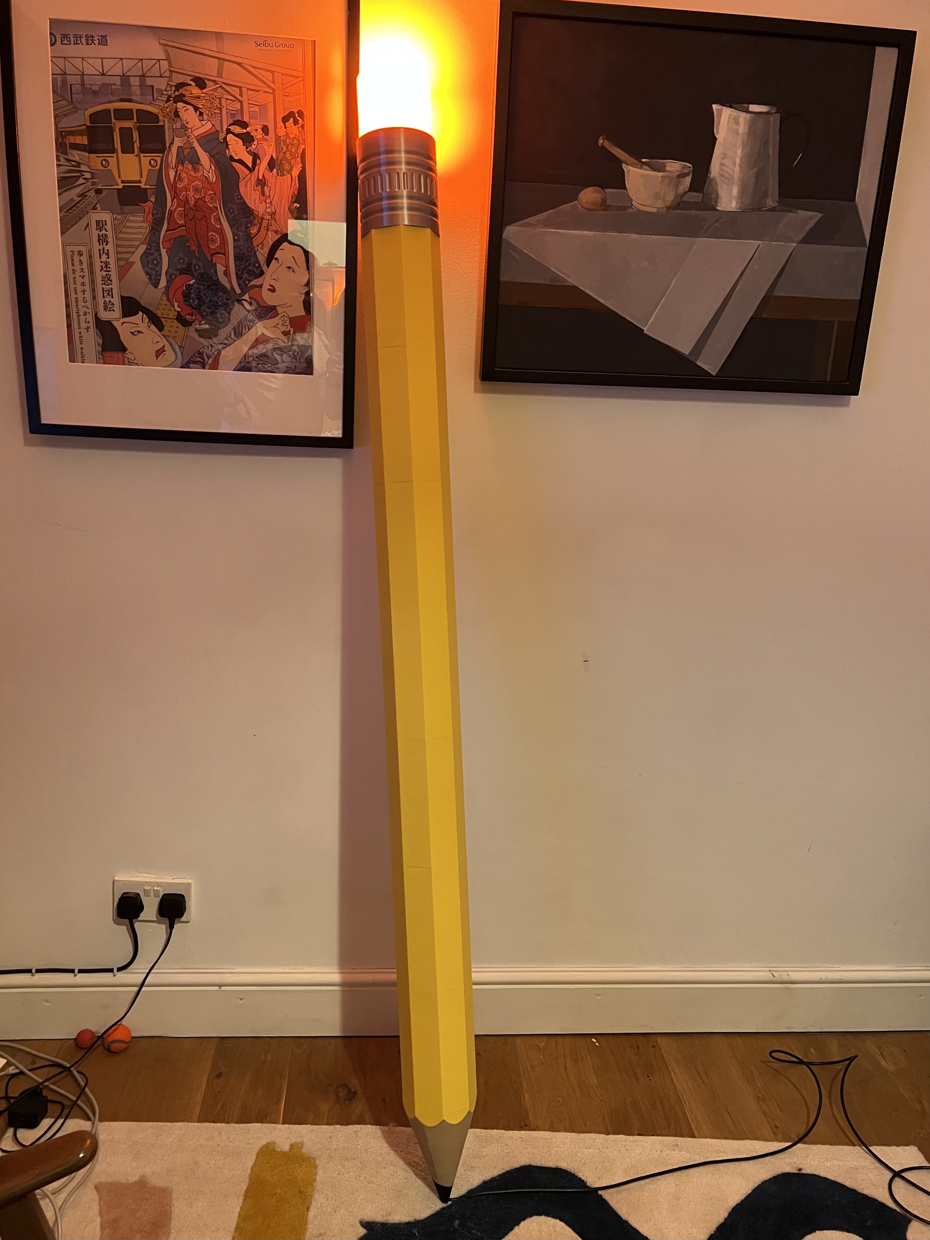 Whimsical Floor Lamp Cleverly Designed as a Giant Pencil