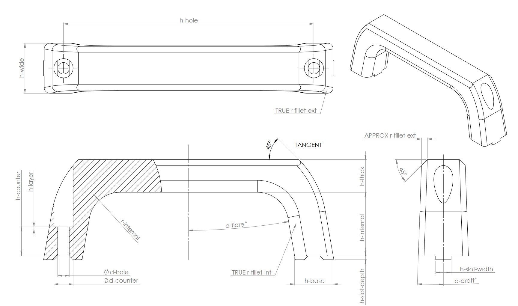 Miniatura 2 do modelo 3D Parametric Handle