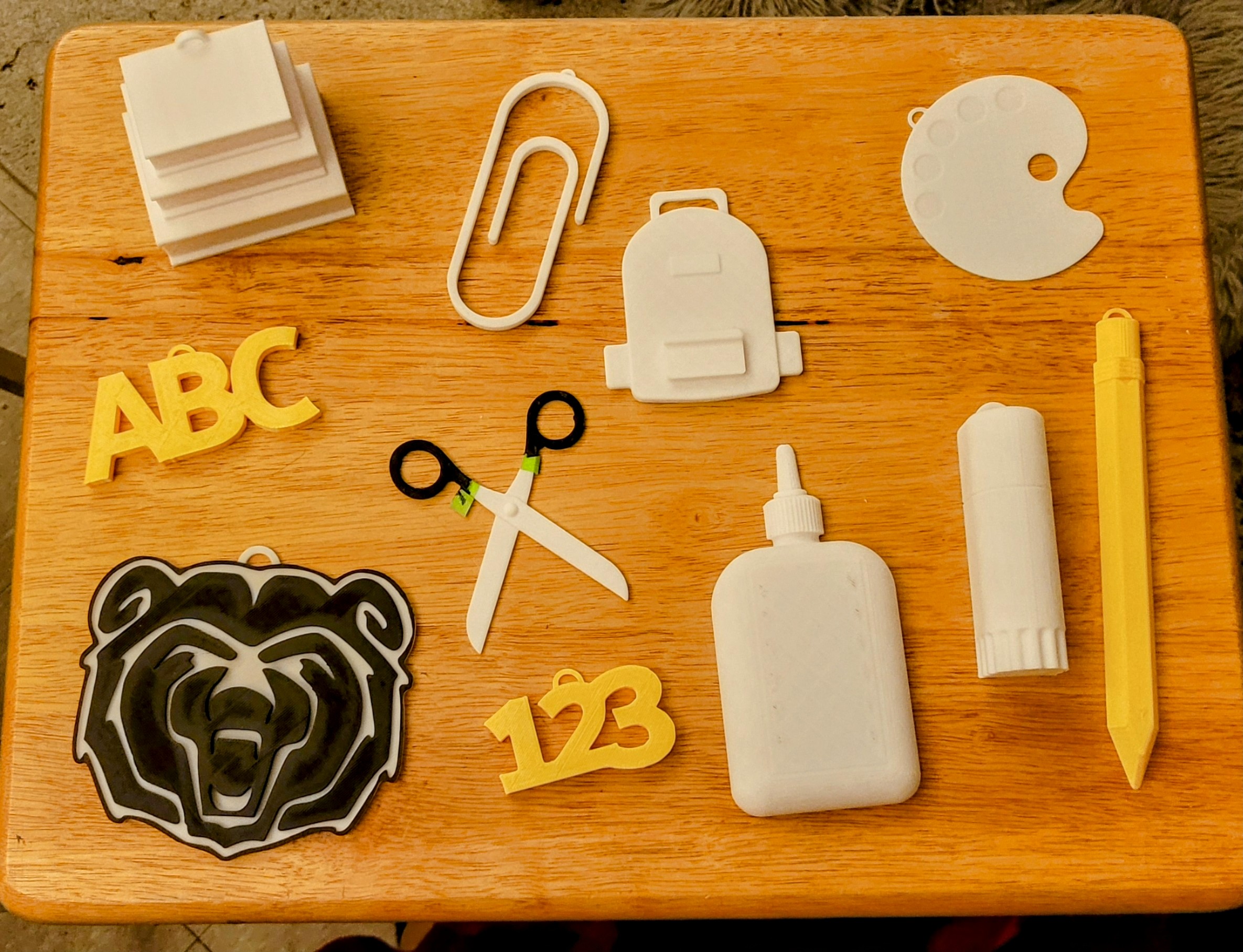 Several Teacher and Classroom Ornaments/Decorations (Books, Pencils, Glue, Scissors, etc.)