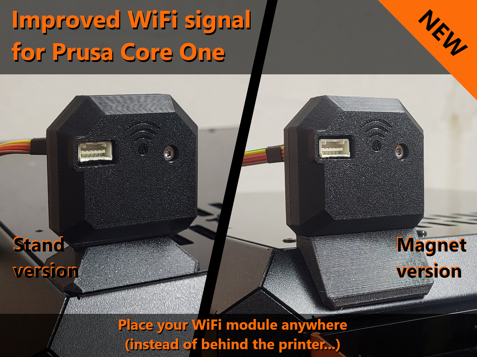 Improve Core One WiFi by placing it anywhere : WiFi module Back-Cover with Stand or Magnets