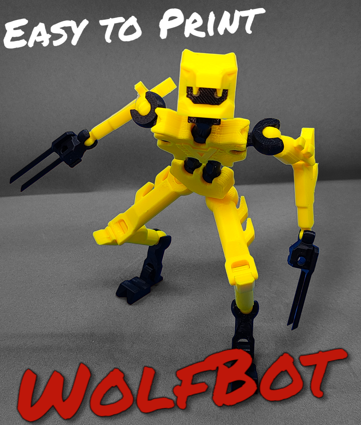Easy to Print - Action Figure "Wolfbot" (Fully articulated, PLA Print)