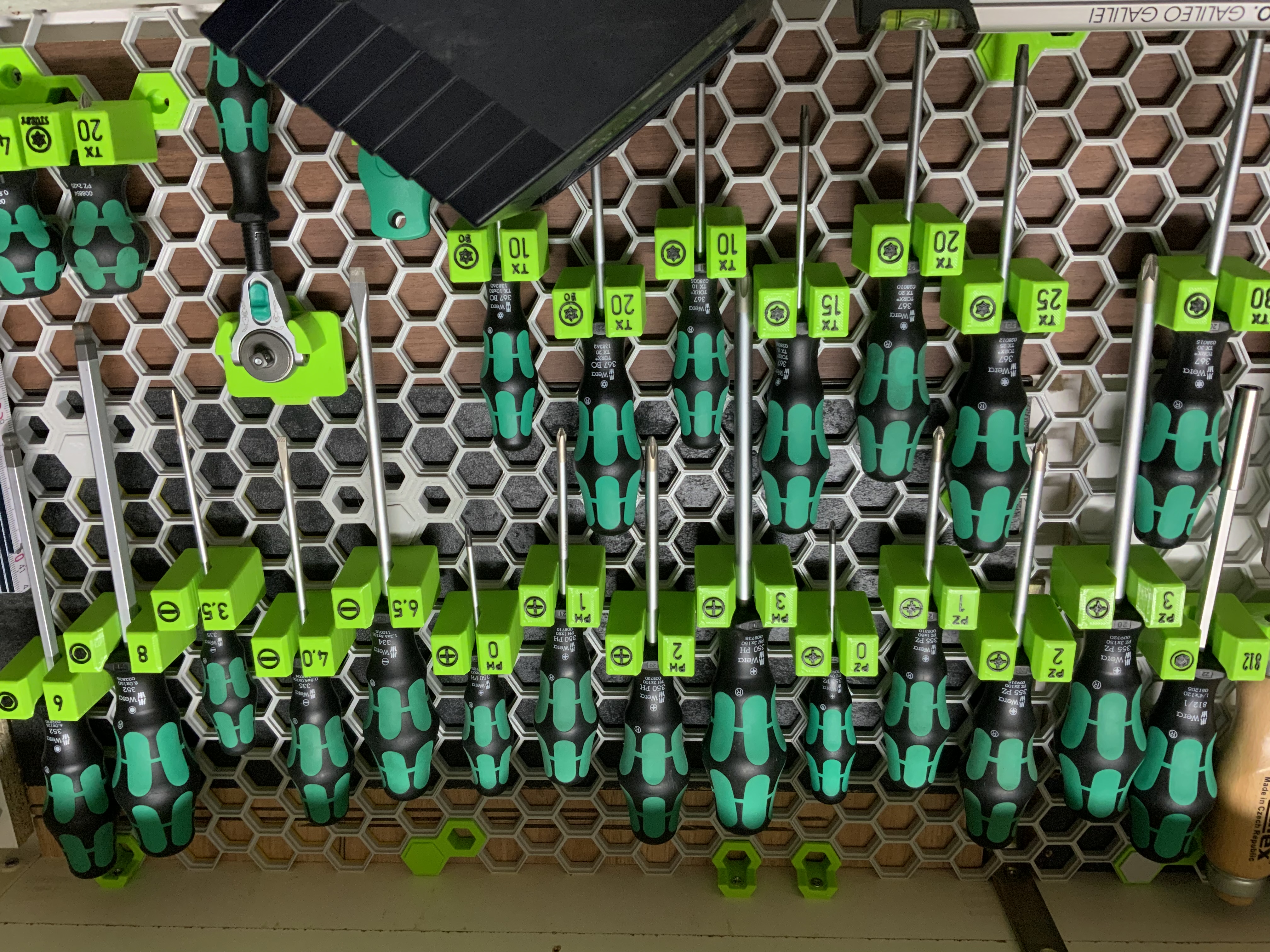 Wera screwdriver holders for Honeycomb storage wall 3D model thumbnail