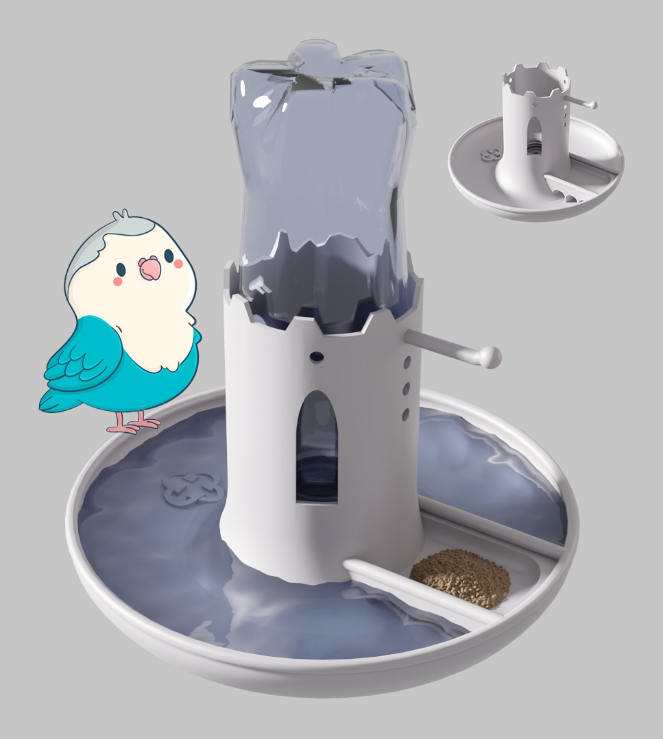 Castle bird drinker and feeder
