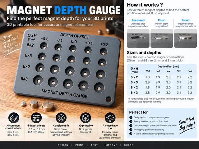 Magnet Depth Gauge – 6/8 mm Magnet Depth & Flush Fit Tester