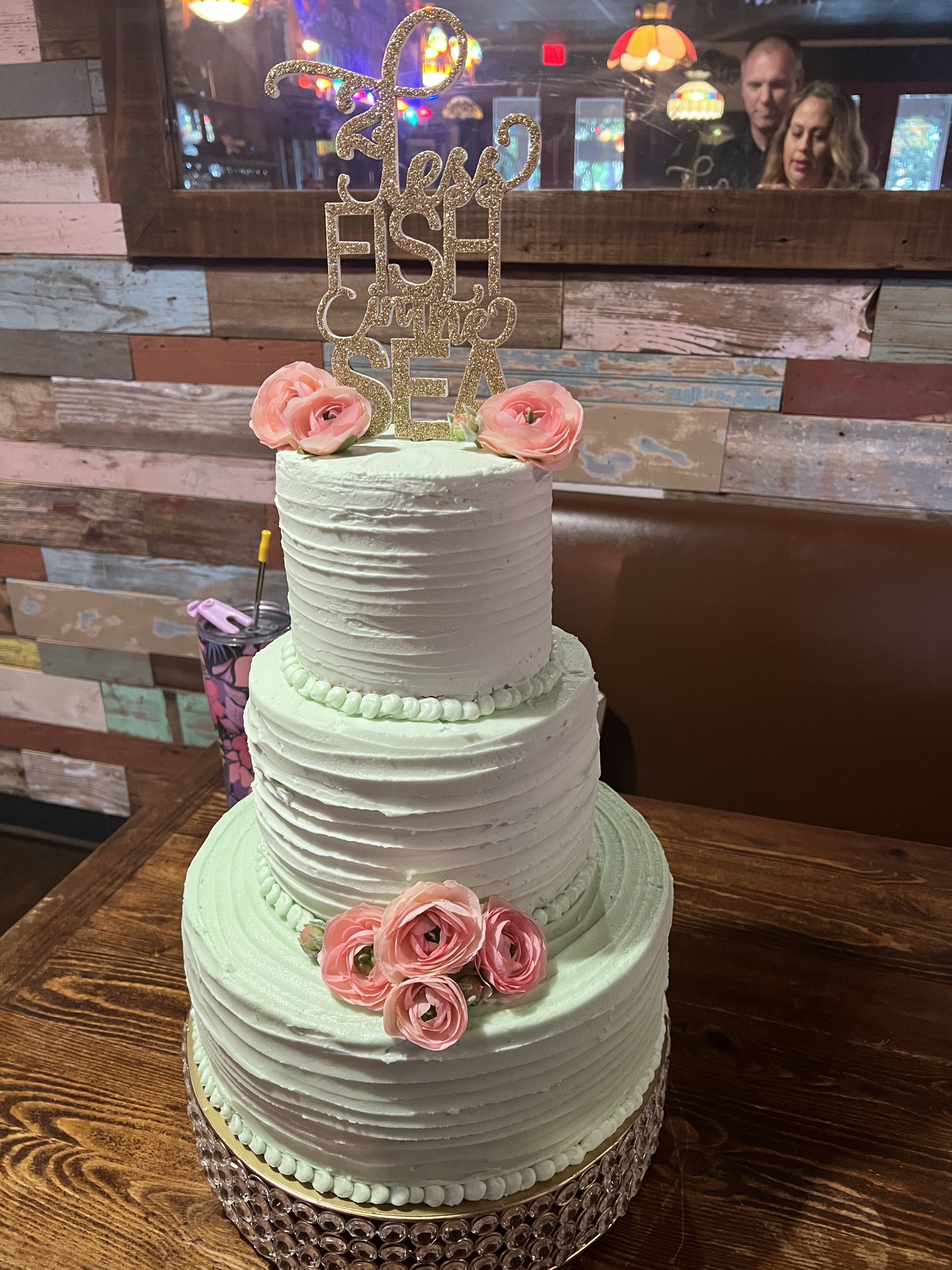 "2 Less Fish in the Sea" Elegant Wedding Cake Topper / Decoration