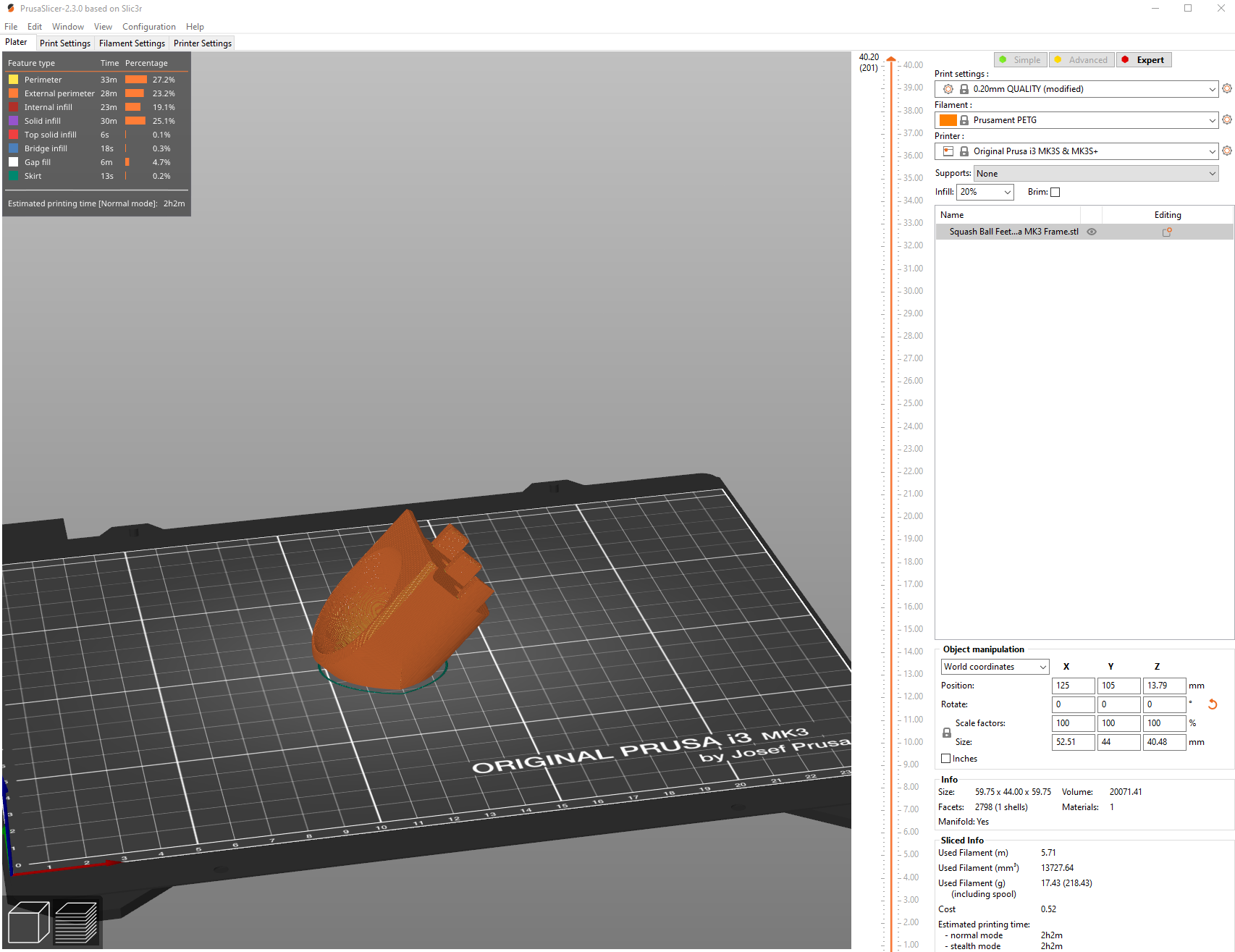 Squash Ball Feet Prusa MK3 Frame by NarlyB Download free STL model