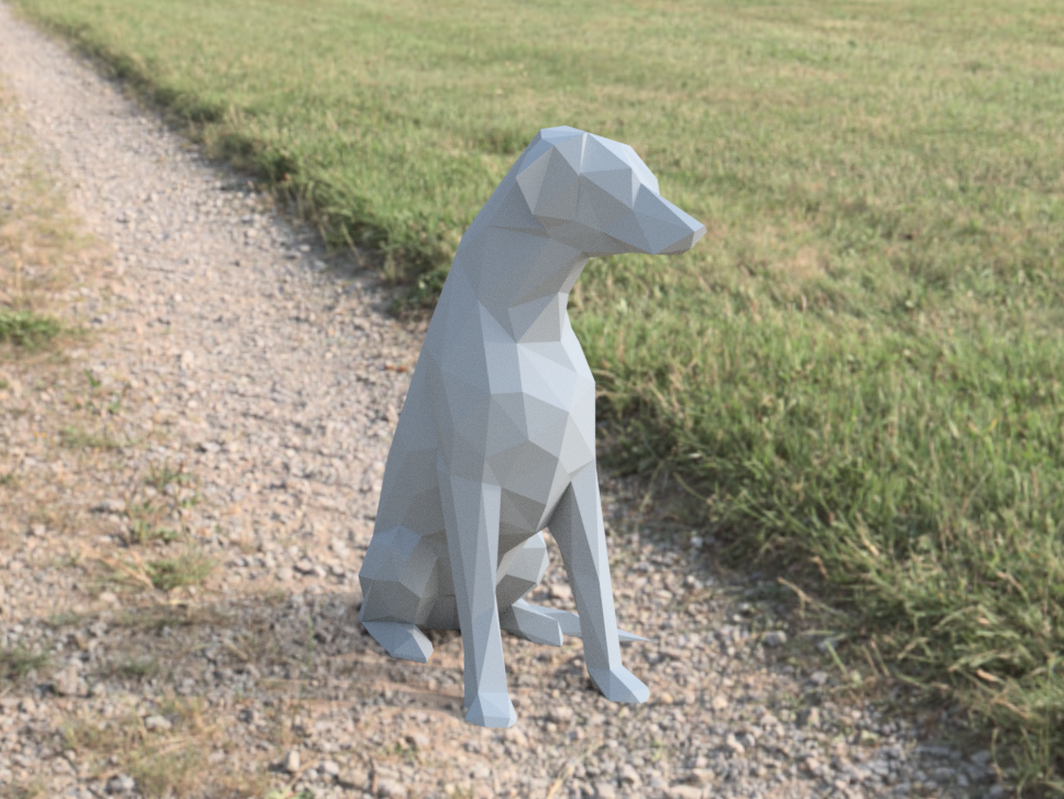 Low poly sitting doberman