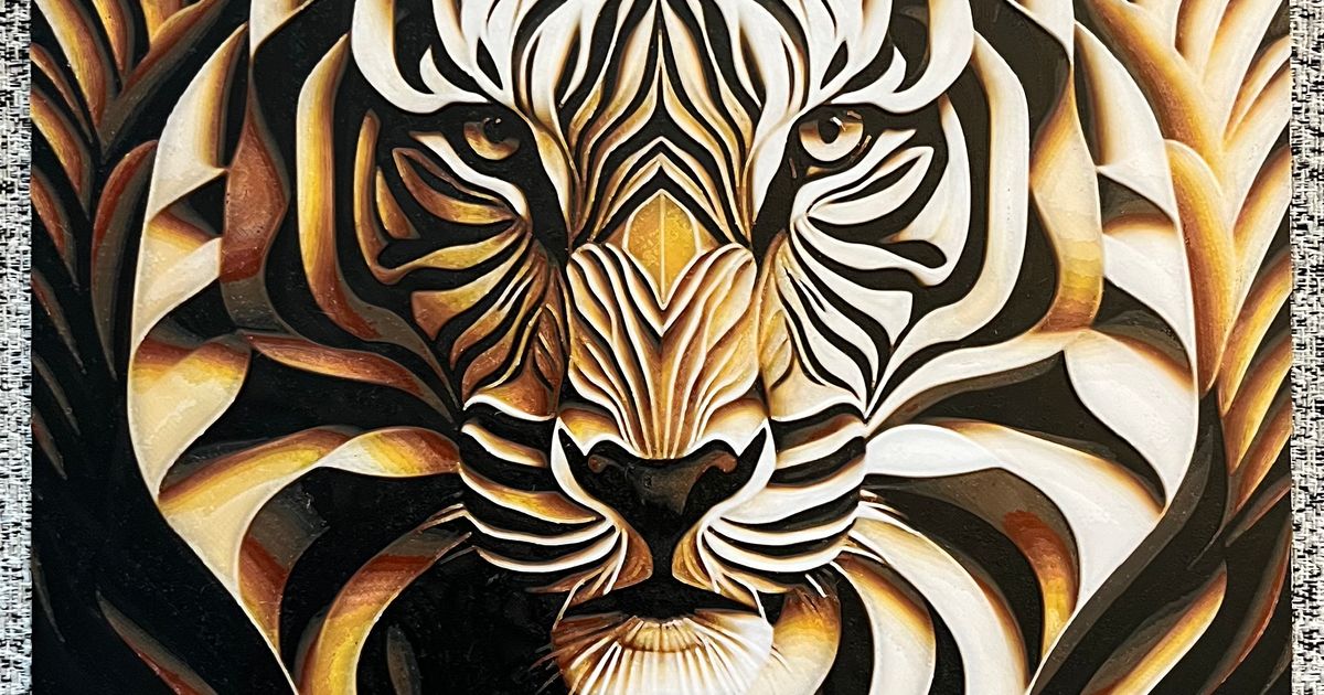 Op-Art Tiger Portrait (Filament Painting) autorstwa Ian Smalley ...