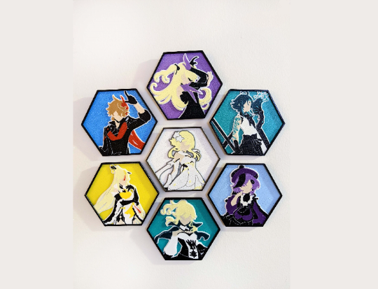 Minimalist hexagon wall art - Genshin Impact