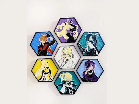 Minimalist hexagon wall art - Genshin Impact