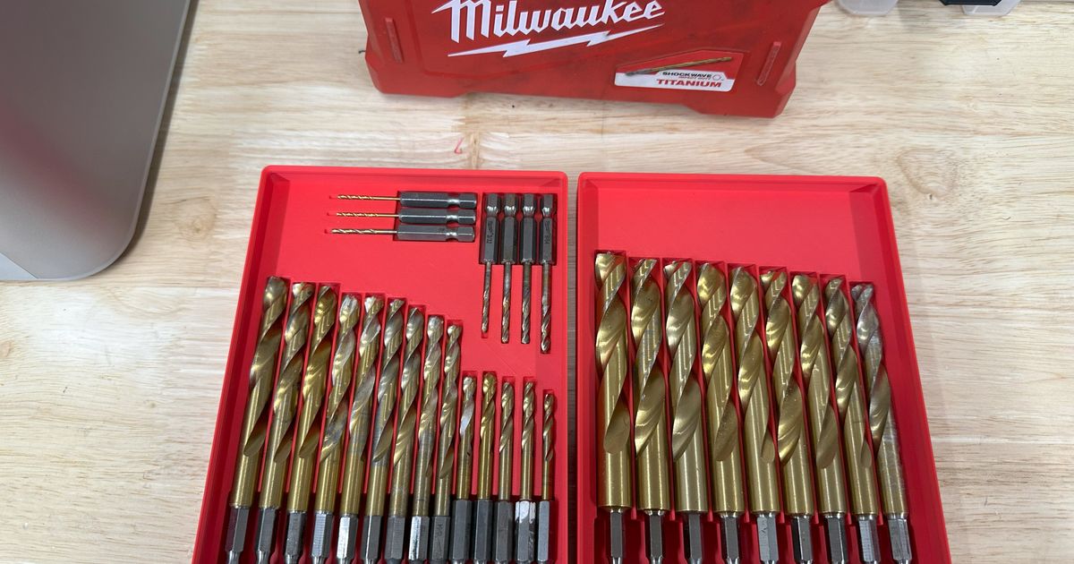 Gridfinity Drill Index for Milwaukee Bits by exstyle Download free