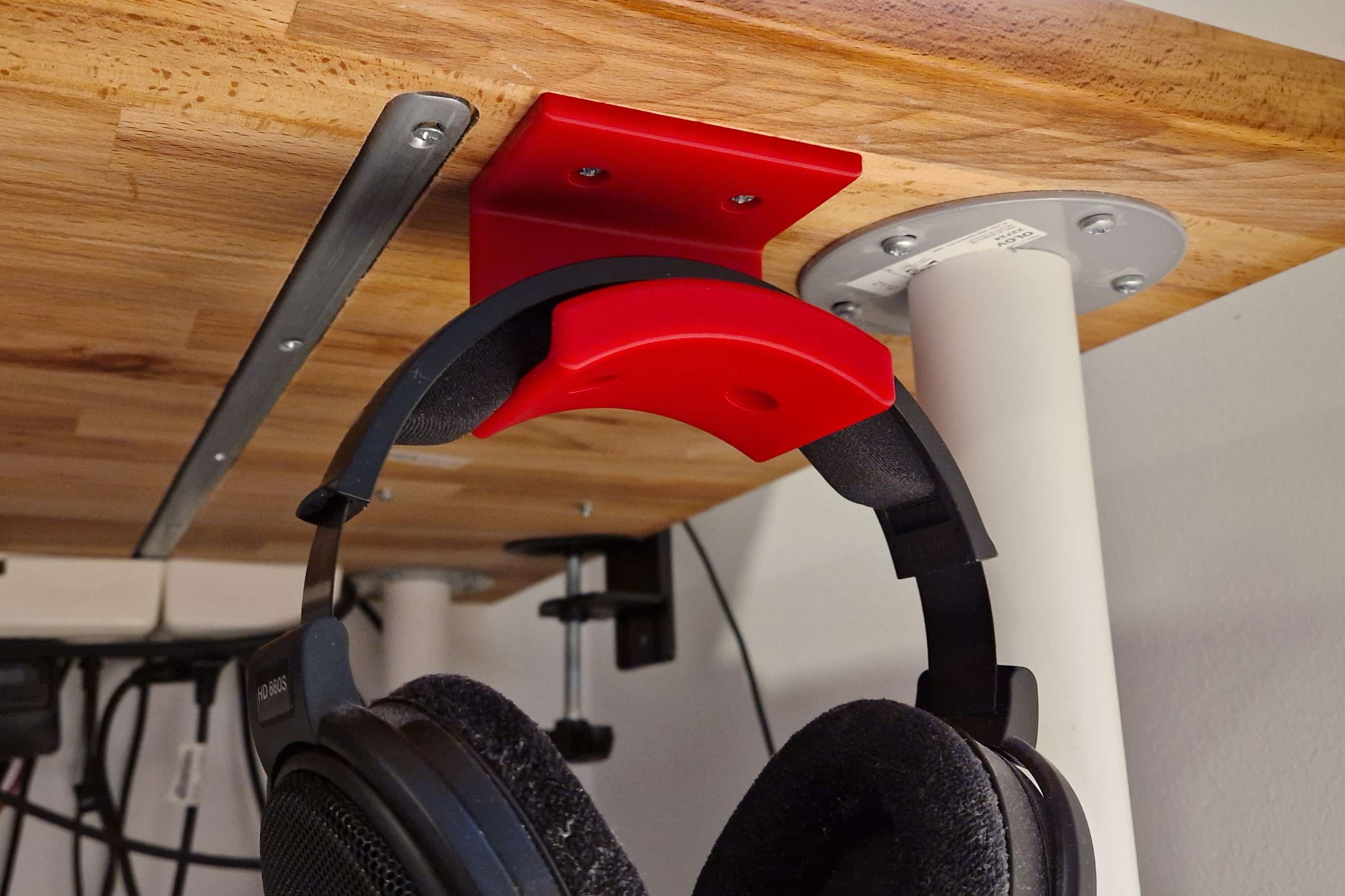 Wider Headphone hanger Under desk w cable management by