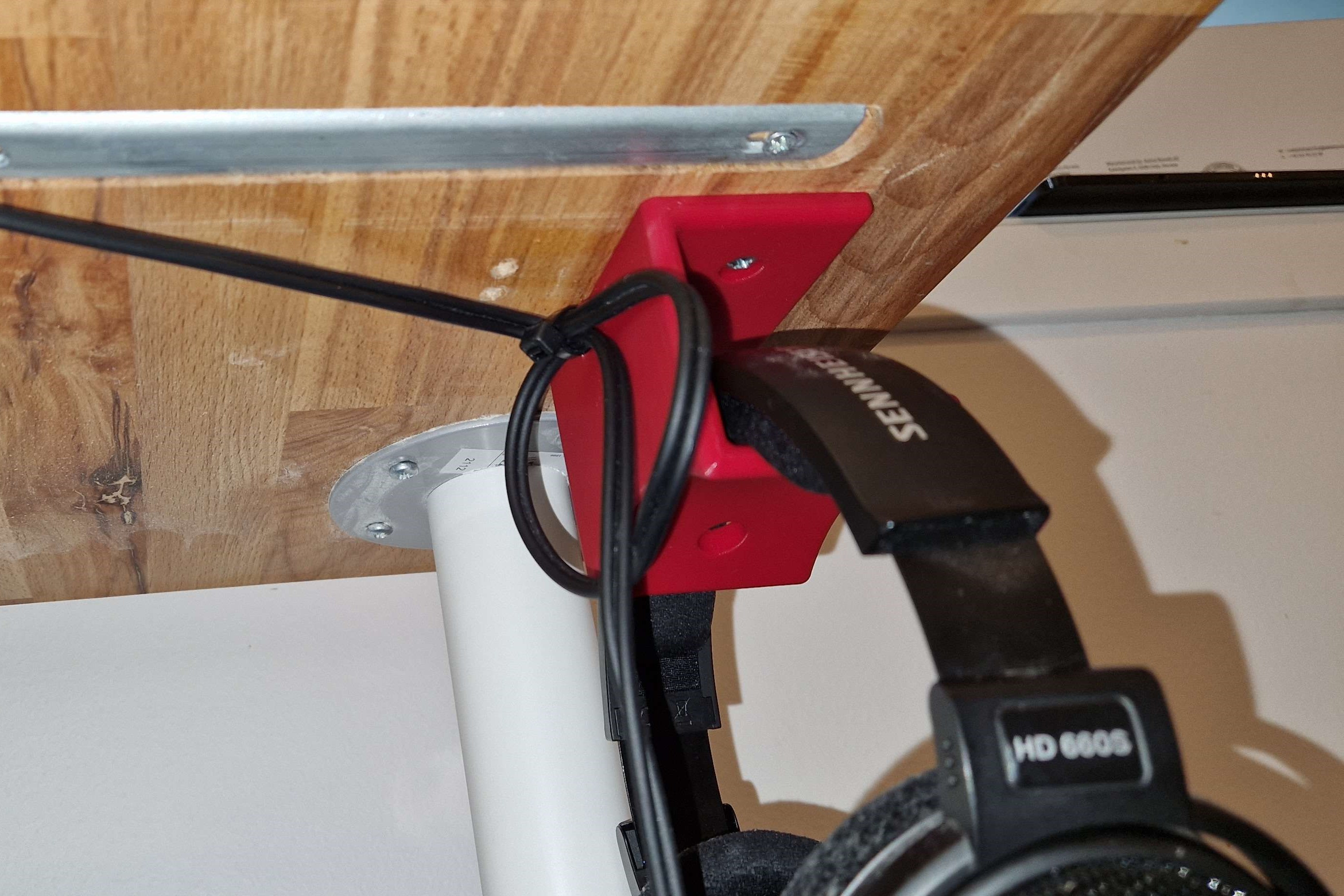 Wider Headphone hanger - Under desk w/ cable management by Tridense ...