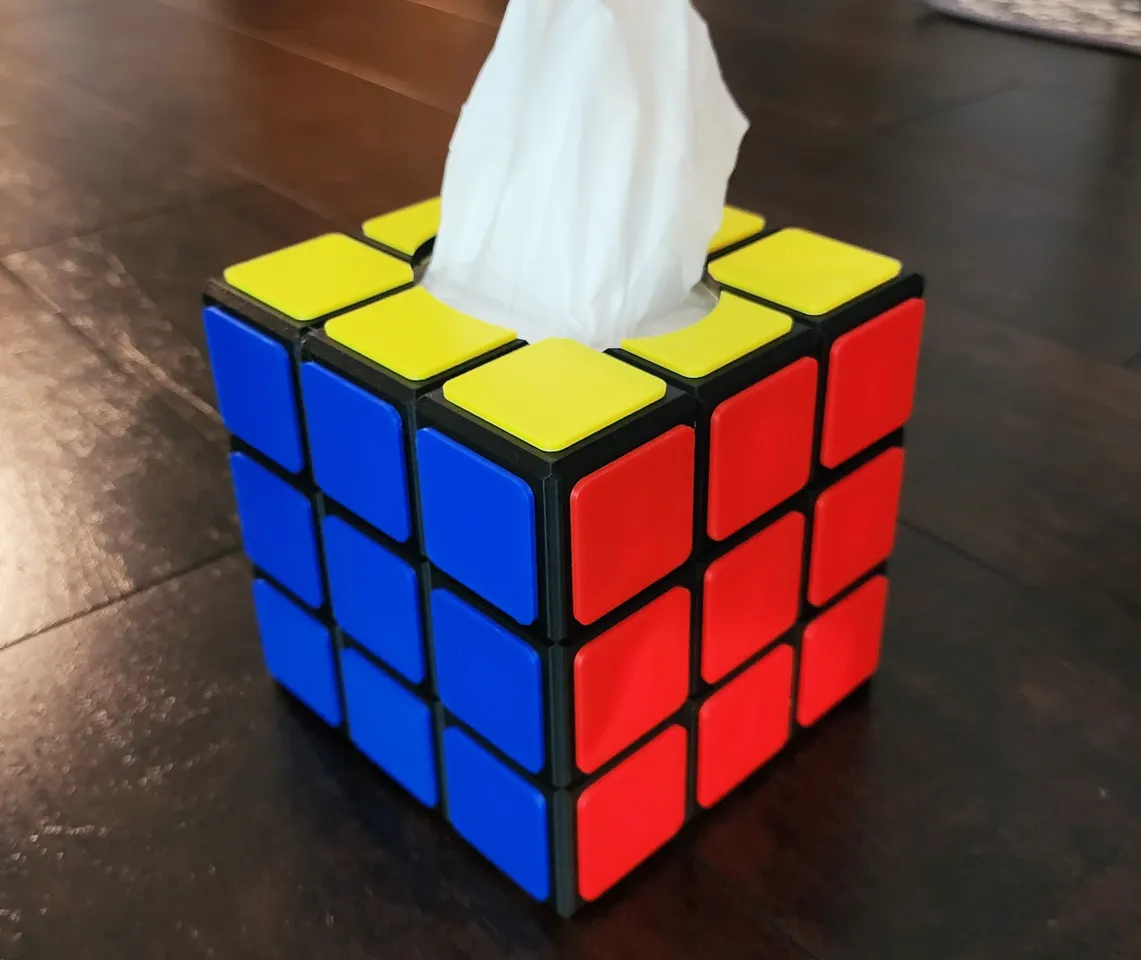 Rubik's Cube Tissue Box Cover for Single Color Printers par Triple G  Workshop, Téléchargez gratuitement un modèle STL