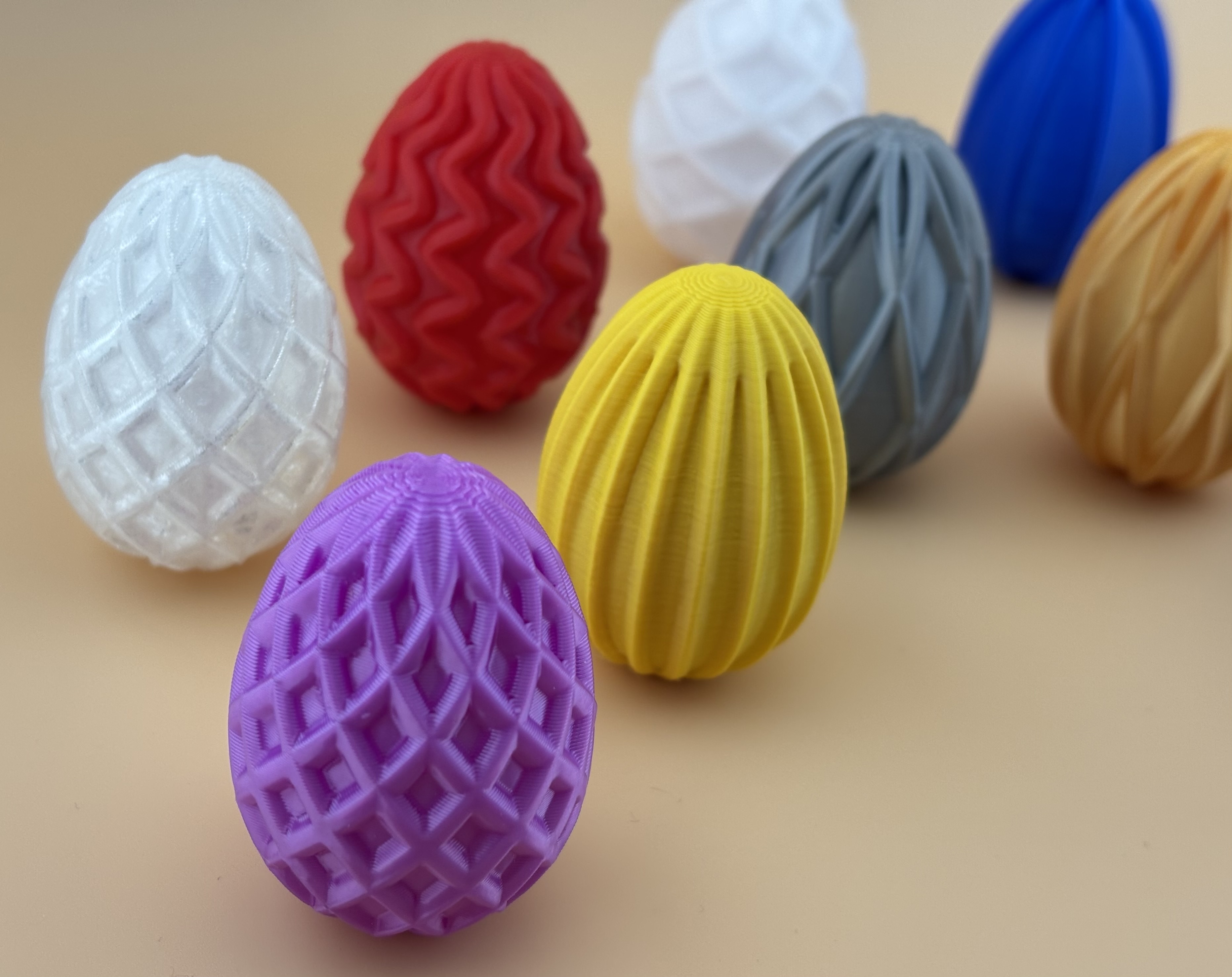 Geometric Easter Eggs Set - Multi Pattern Surfaces Spiral Wavy Lattice Ripple — thumbnail 4