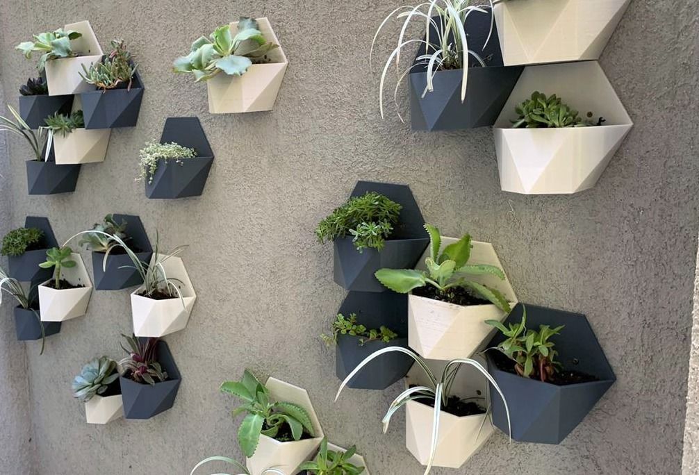 Low-poly Hexagonal wall flower pot