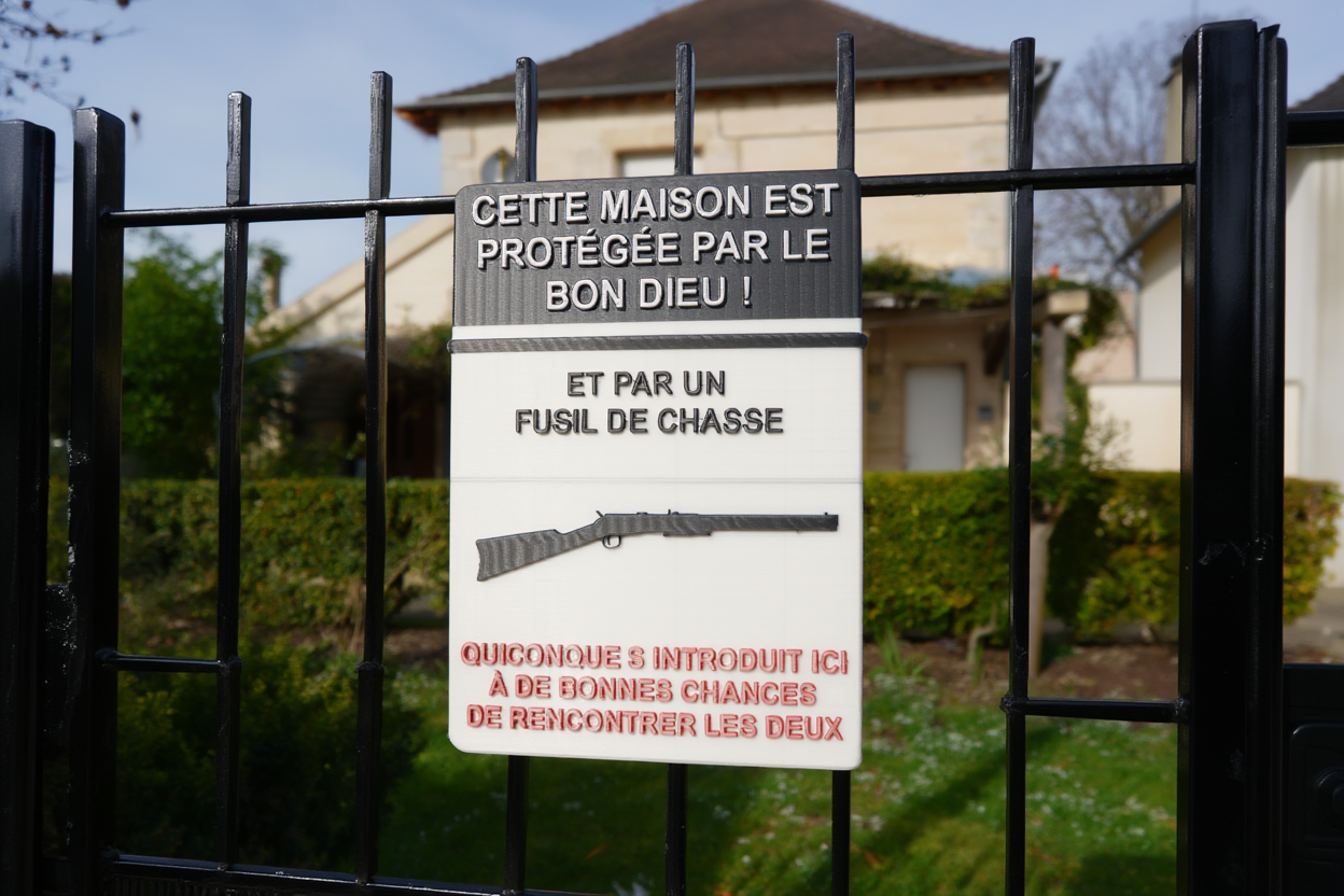 Panneau d’avertissement Maison protégée - chasse