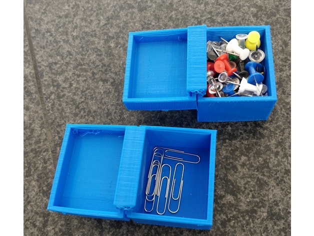 Print in Place storage, coin, paperclip Box with Flip open Top D-Ring - TinkerCad Designed