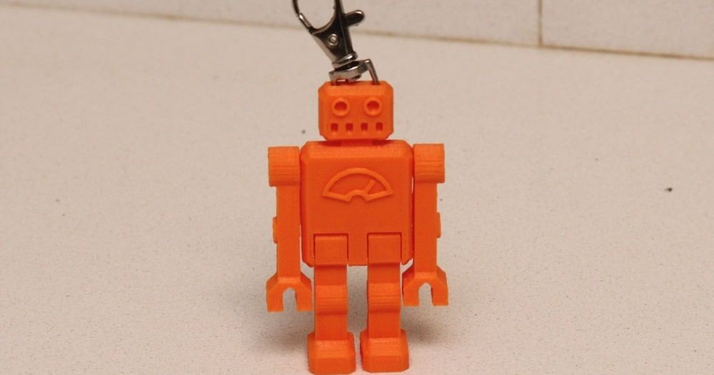 One piece articulated robot keychain with a clip by Nir Dobovizki