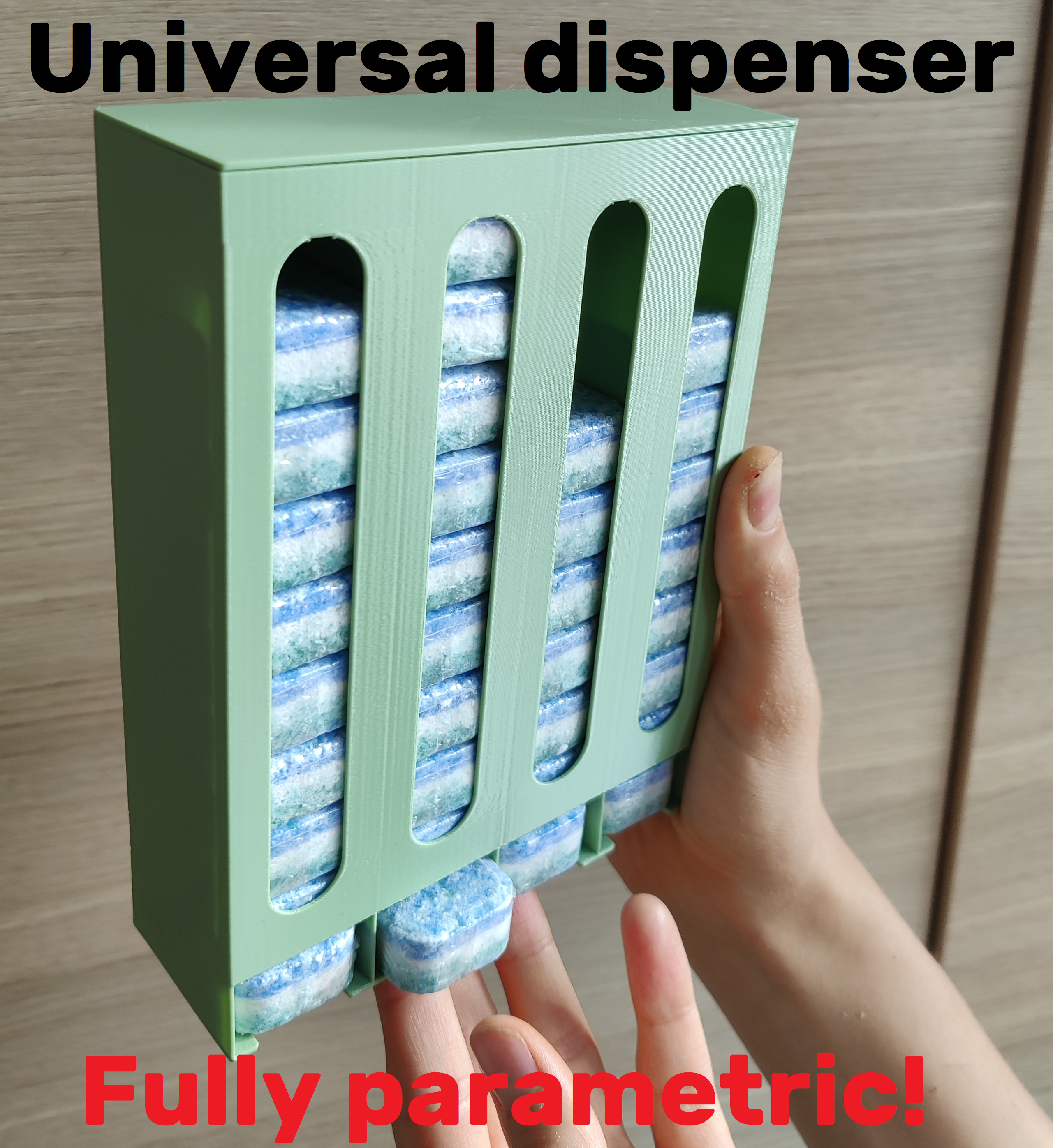 Parametric dispenser with lid and viewing ports