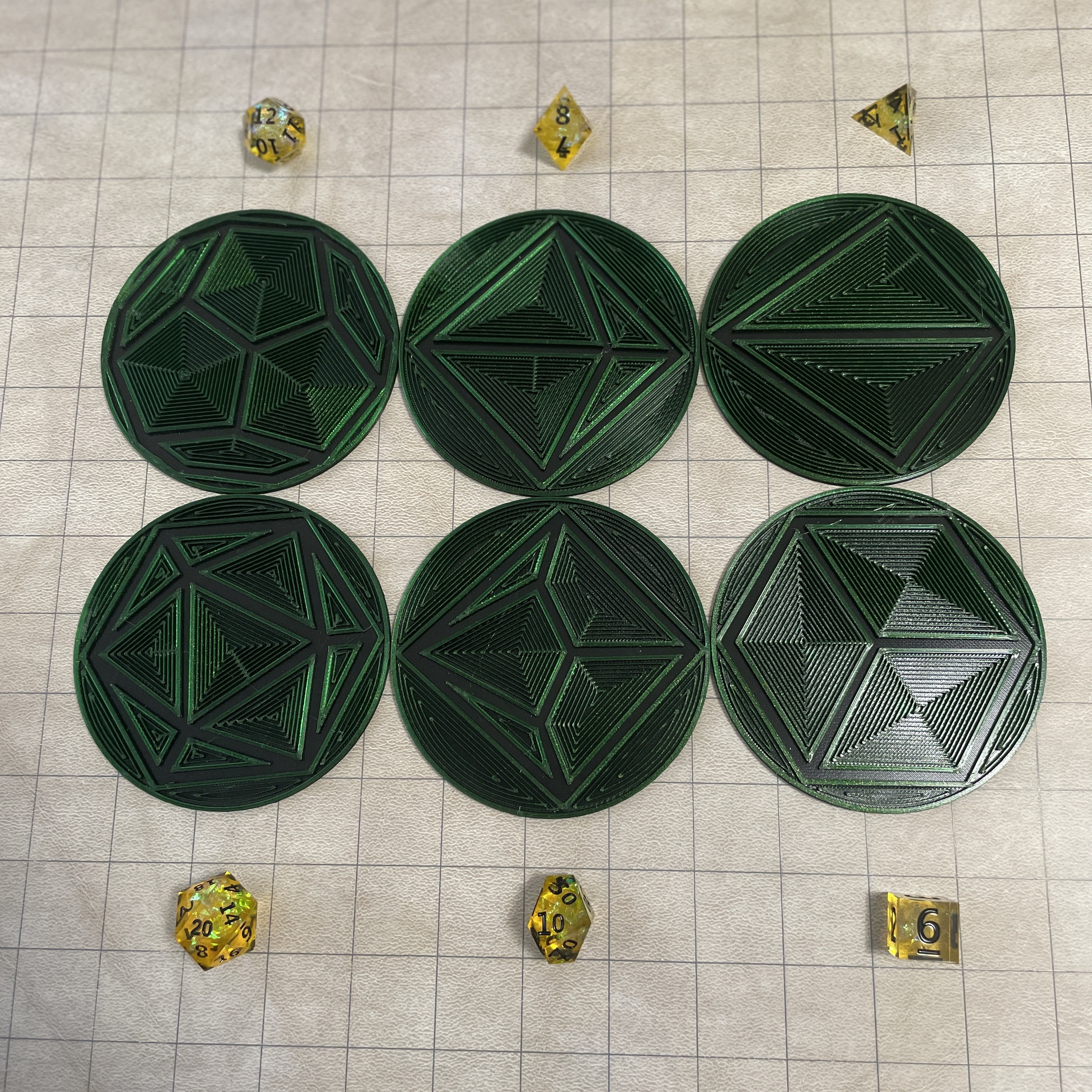 Polyhedral Dice Coaster Set