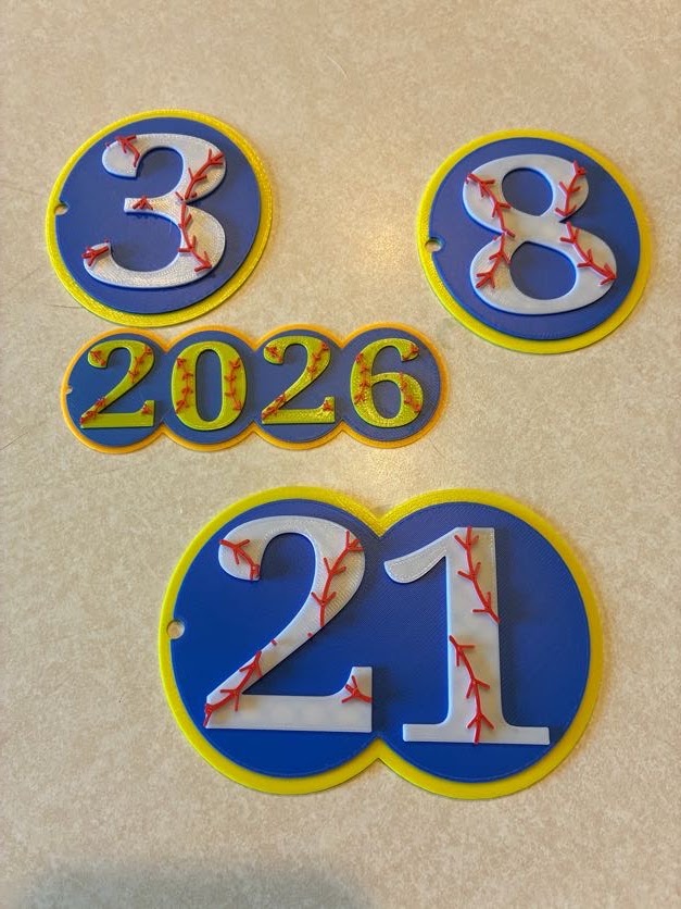 Baseball/Softball Number Bag Tag Keychains (Customizable)