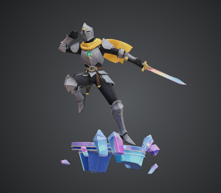 Crystal Vanguard Knight – Leaping Armoured Warrior on Floating Crystal Base