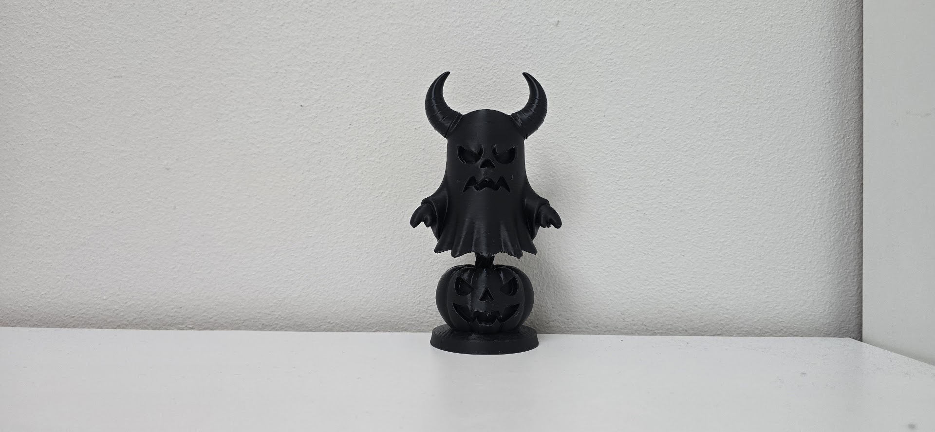 Horned Ghost with Pumpkin Halloween Figurine