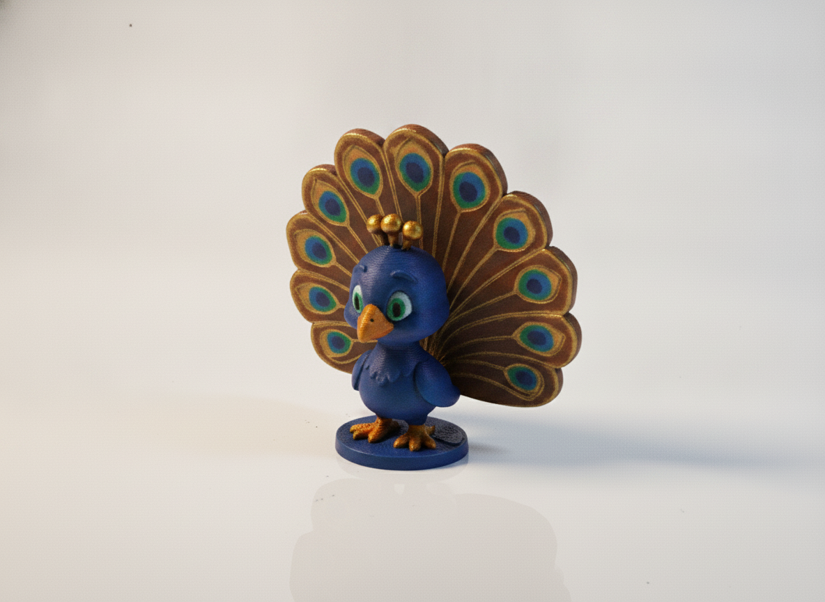 Cute Peacock Displaying Feathers