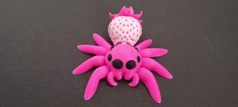 Strawberry jumping spider-articulated flexi toy