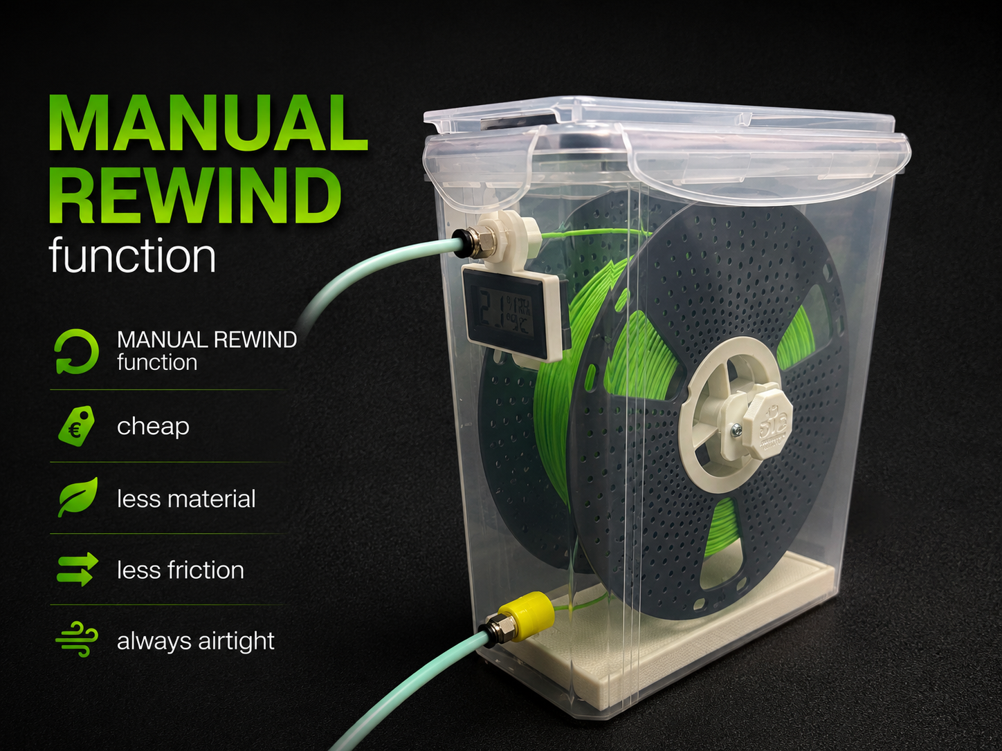 Cereal Container Drybox cheap and simple with added MANUAL REWIND function