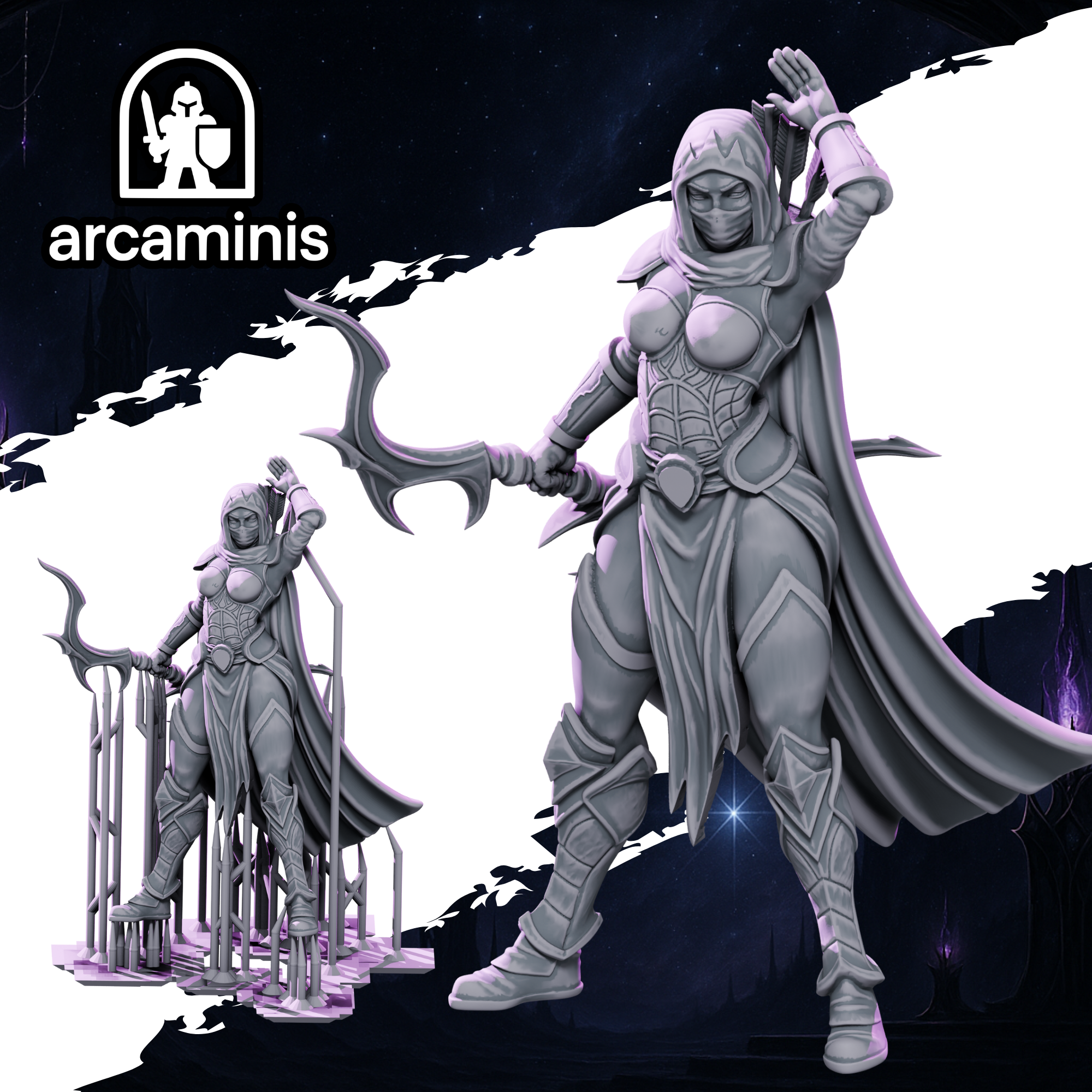 FREE FEMALE ELF ARCHER - DARK ELVES ELF ARMY - 32MM SCALE - FANTASY