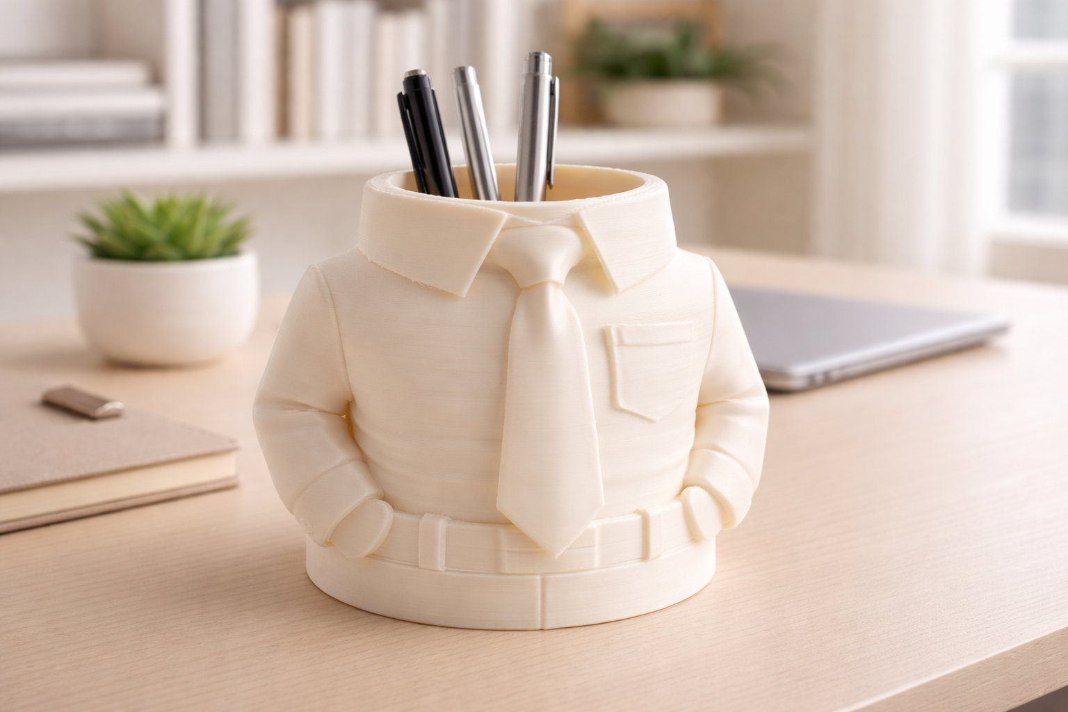 Shirt & Tie Pen Holder – Stylish 3D Printed Desk Organizer | Easy Print, Minimal Supports