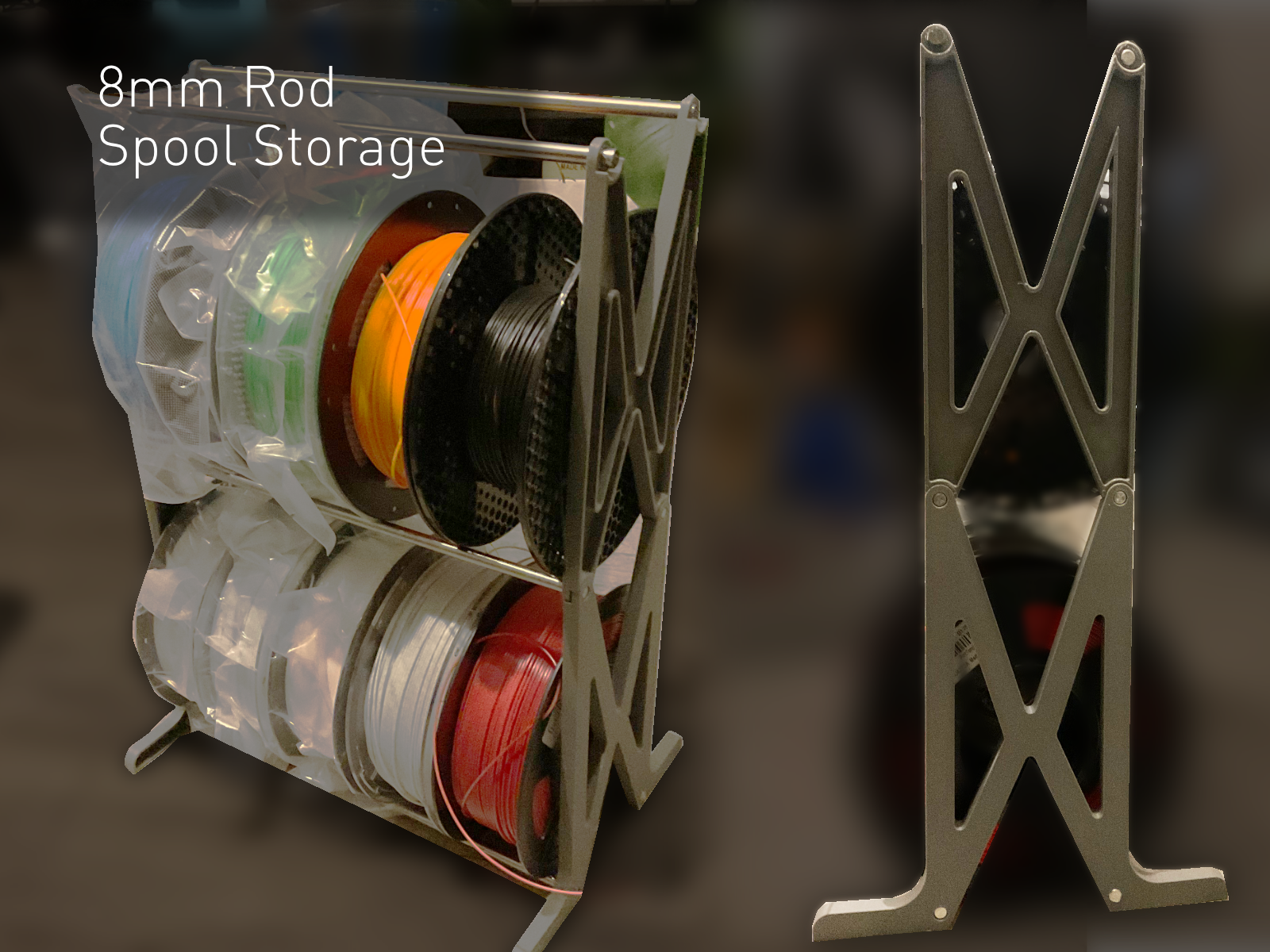 Stackable Filament / Spool Storage with 8mm 3D Printer Rods