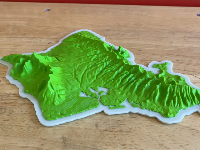 Low Poly Oahu, HI with Coastal Outline for Glow in the Dark/Transparent Filament