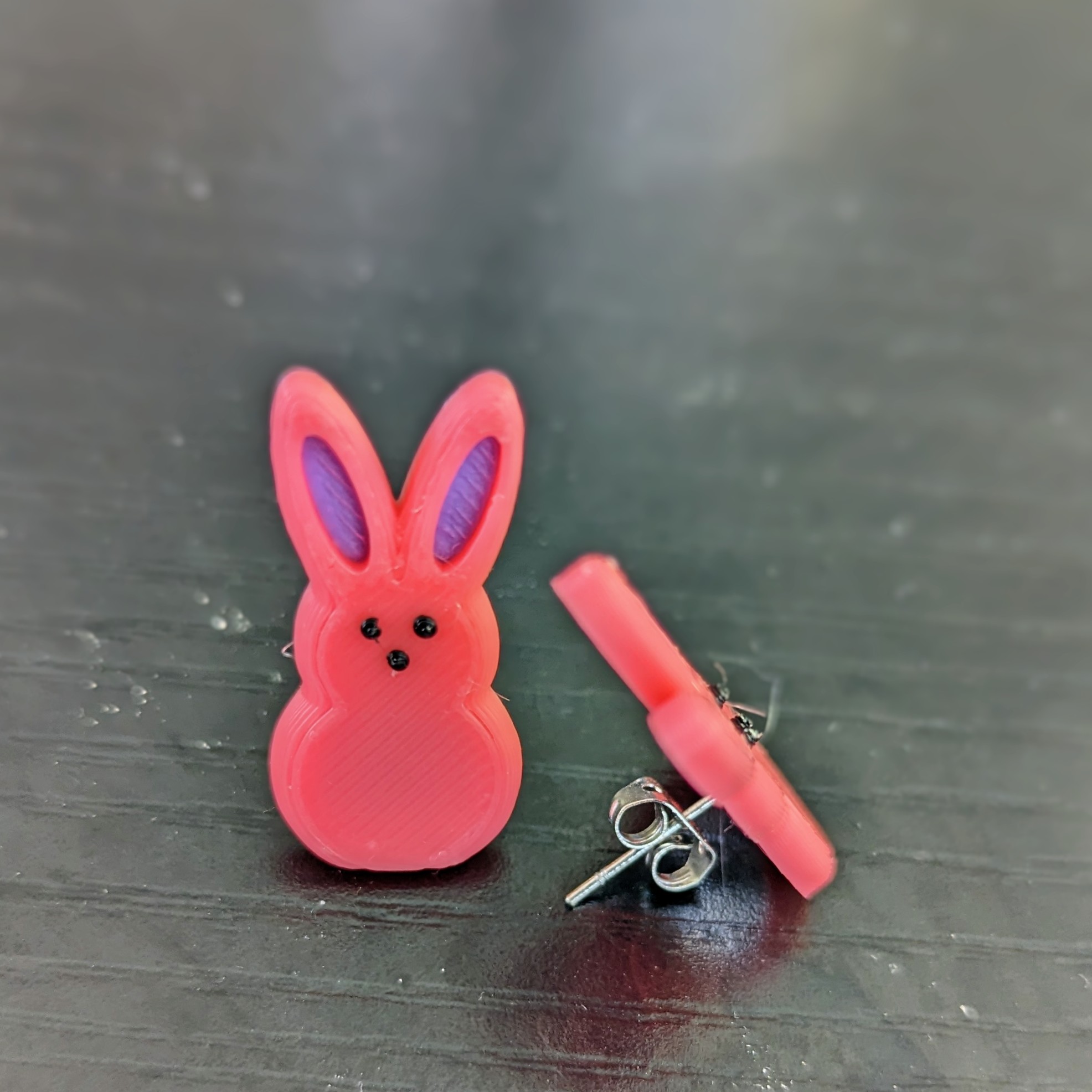 Easter Marshmallow Peeps Bunny *Stud* Earrings 3D model thumbnail