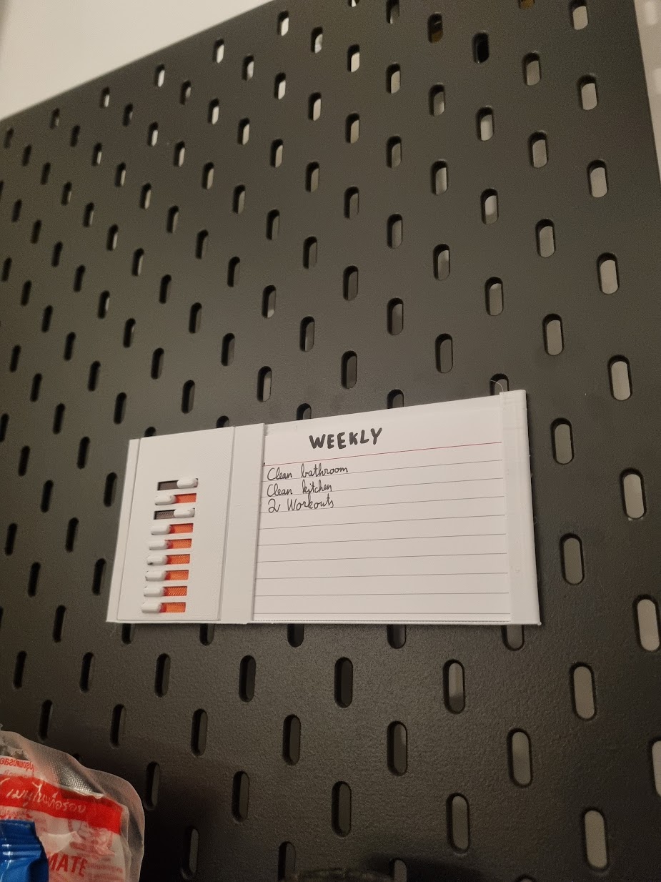 Reusable TODO list for A7 memo cards + Skadis hook