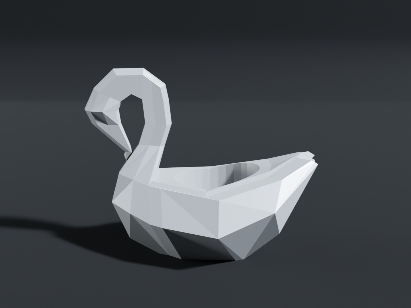 Low poly swan planter