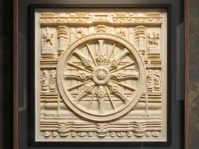 Konark Sun Temple Wheel – 3D Relief Wall Art